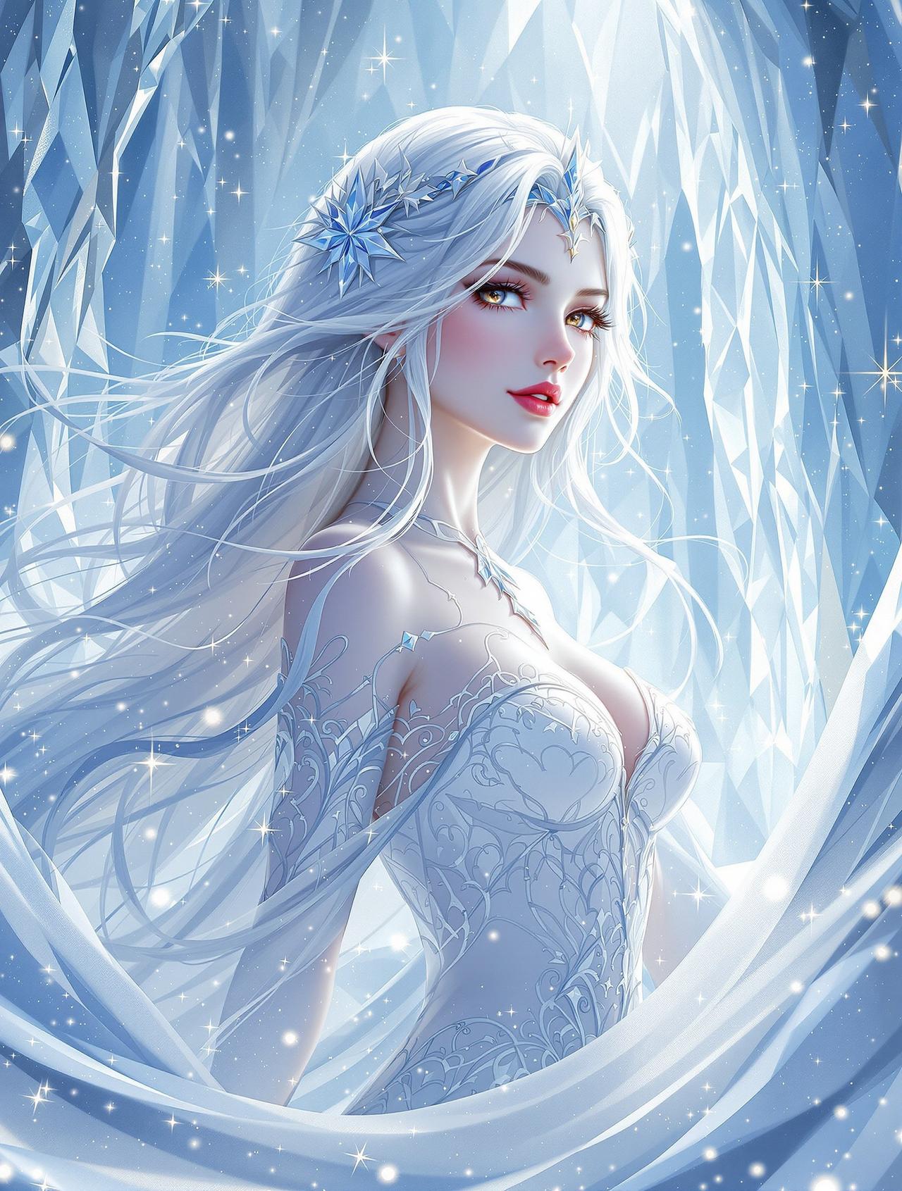 AI黄豆短剧《雪族霜华》海报 - 奇幻、古装题材短剧